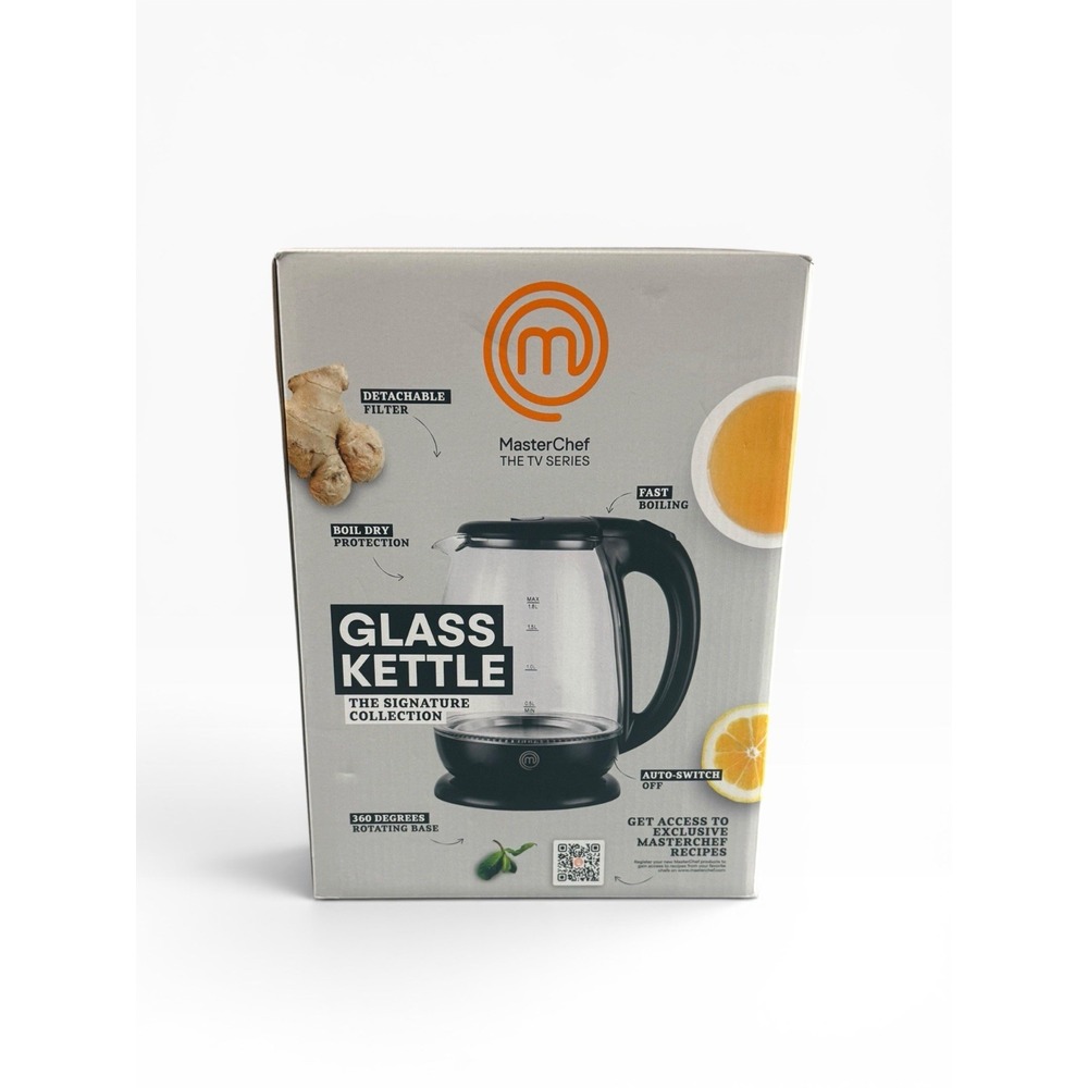 MASTERCHEF Glass Electric Kettle 1.8L Fast Boil 360 Base Auto Shutoff NEW